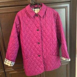 Burberry Pink & Nova Check Quilted Button Coat